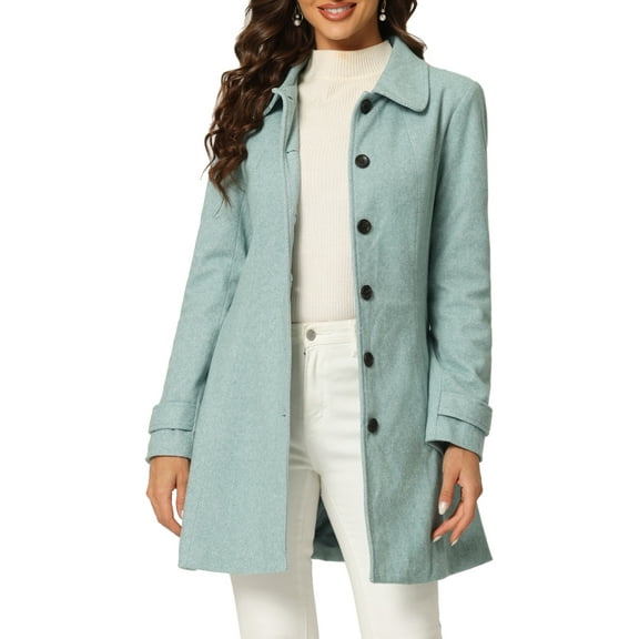INSPIRE CHIC Women's Peter Pan Collar Single Breasted Winter Overcoat S Light Green