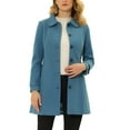 thumbnail image 1 of INSPIRE CHIC Women's Peter Pan Collar Single Breasted Winter Overcoat S Solid Blue, 1 of 6