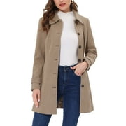 INSPIRE CHIC Women's Peter Pan Collar Single Breasted Winter Overcoat S Light Green