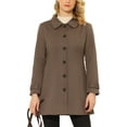 thumbnail image 1 of INSPIRE CHIC Women's Peter Pan Collar Single Breasted Winter Overcoat XL Coffee, 1 of 6
