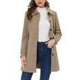 thumbnail image 1 of INSPIRE CHIC Women's Peter Pan Collar Single Breasted Winter Overcoat XS Solid Light Brown, 1 of 7