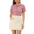 thumbnail image 1 of Allegra K Women's Peter Pan Collar Top Blouse Ruffle Puff Sleeve Stars Button Down Shirt, 1 of 6