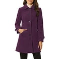 thumbnail image 1 of INSPIRE CHIC Women's Peter Pan Collar Winter Outwear Trench Pea Coats L Purple, 1 of 6