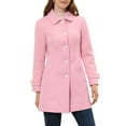 thumbnail image 1 of INSPIRE CHIC Women's Peter Pan Collar Winter Outwear Trench Pea Coats XS Pink, 1 of 7