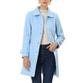 thumbnail image 1 of INSPIRE CHIC Women's Peter Pan Collar Winter Outwear Trench Pea Coats XS Blue, 1 of 8