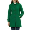 thumbnail image 1 of INSPIRE CHIC Women's Peter Pan Collar Winter Outwear Trench Pea Coats S Green, 1 of 6