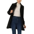 thumbnail image 1 of INSPIRE CHIC Women's Peter Pan Collar Winter Outwear Trench Pea Coats L Black, 1 of 7