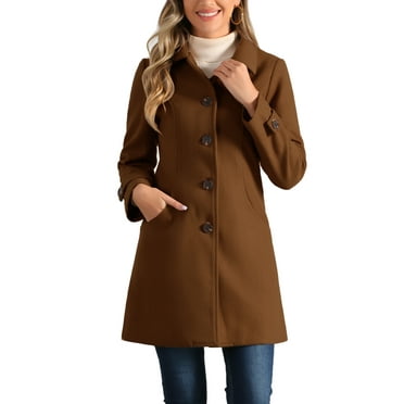 INSPIRE CHIC Women's Peter Pan Collar Winter Outwear Trench Pea Coats
