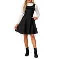 thumbnail image 1 of INSPIRE CHIC Pinafore Women's Sleeveless Casual Vintage Faux Suede t Shirt Dresses L Black, 1 of 6