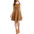 thumbnail image 1 of INSPIRE CHIC Pinafore Women's Sleeveless Casual Vintage Faux Suede t Shirt Dresses XS Brown, 1 of 6