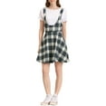 thumbnail image 1 of INSPIRE CHIC Women's Pinafore Tartan Checks Braces A-Line Suspender Skirt M Black Grey, 1 of 7