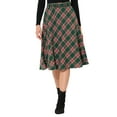 thumbnail image 1 of INSPIRE CHIC Women's Plaid Skirts Belted High Waist A-Line Mid-Length Skirts L Green Red, 1 of 8