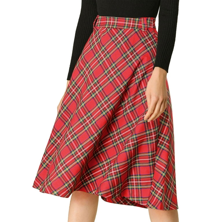 Mid length plaid skirts top