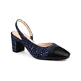 thumbnail image 1 of BLISSFUL STEP Women's Plaid Cap Toe Slingback Block Heel Pumps, 1 of 7