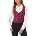 thumbnail image 1 of INSPIRE CHIC Women's Steampunk Vest Suit Racerback Vintage Plaid Waistcoat XS Red, 1 of 5