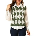 thumbnail image 1 of INSPIRE CHIC Women's Plaid Knit Argyle Sleeveless Sweater Vest, 1 of 6