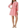 thumbnail image 1 of INSPIRE CHIC Women's Plaid Long Sleeve Button Up Point Collar Shirt Dress, 1 of 8
