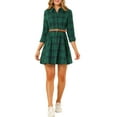 thumbnail image 1 of INSPIRE CHIC Women's Plaid Long Sleeves  A-Line Button Up Casual Shirt Dress XS Green, 1 of 7