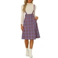 thumbnail image 1 of INSPIRE CHIC Overall Plaid Dress for Women's Christmas Tartan Pinafore Suspender Skirt XL Purple, 1 of 5