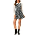 thumbnail image 1 of INSPIRE CHIC Women's Plaid Peter Pan Collar Long Sleeve Mini A-Line Dress S Black, 1 of 7