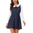 thumbnail image 1 of INSPIRE CHIC Women's Plaid Peter Pan Collar Long Sleeve Mini A-Line Dress XS Dark Blue, 1 of 6