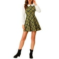 thumbnail image 1 of Allegra K Women's Plaid Peter Pan Collar Long Sleeve Mini A-Line Dress, 1 of 6