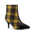thumbnail image 1 of BLISSFUL STEP Women's Ankle Boots Pointed Toe Stiletto Heels Houndstooth Plaid Zip-Up Boots Yellow Black 7.5, 1 of 6
