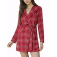 thumbnail image 1 of INSPIRE CHIC Women's Plaid Shawl Collar Belted Wrap Winter Coat S Red, 1 of 7