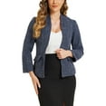 thumbnail image 1 of INSPIRE CHIC Women's Plaid Tweed Blazer Long Sleeve Open Front Work Office Jackets S Dark Blue, 1 of 6