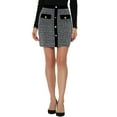 thumbnail image 1 of INSPIRE CHIC Women's Plaid Tweed Skirt Contrast Color Button Decor High Waist Mini Skirt XS Black, 1 of 7