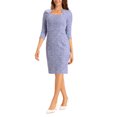 thumbnail image 1 of INSPIRE CHIC Women's Plaid Dress Square Neck 3/4 Sleeve Bodycon Midi Work Dress XL Purple Blue, 1 of 6
