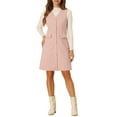 thumbnail image 1 of INSPIRE CHIC Women's Dress Plaid Tweed V Neck Sleeveless Single Breasted Pockets Dress L Pink, 1 of 6