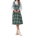 thumbnail image 1 of INSPIRE CHIC Women's Plaid Vintage Dress Sleeveless High Waist A-Line Midi Pinafore Dress XL Green, 1 of 5