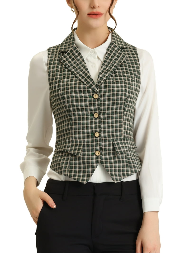 INSPIRE CHIC Women's Waistcoat Notched Lapel V Neck Single