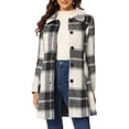 thumbnail image 1 of INSPIRE CHIC Women's Plaid Winter Faux Fur Collar Outerwear Long Coat, 1 of 6