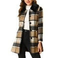 thumbnail image 1 of INSPIRE CHIC Women's Plaid Winter Faux Fur Collar Outerwear Long Coat, 1 of 7
