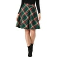 thumbnail image 1 of INSPIRE CHIC Women's Skirt Elastic Waist Knee Length Worsted A Line Skirt L Green Red, 1 of 7