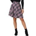 thumbnail image 1 of INSPIRE CHIC Women's Skirt Elastic Waist Knee Length Worsted A Line Skirt L Purple Black, 1 of 6