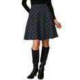 thumbnail image 1 of INSPIRE CHIC Women's Skirt Elastic Waist Knee Length Worsted A Line Skirt M Navy Blue, 1 of 7