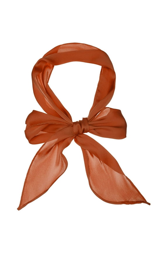 Women's Plain Solid Color Scarf Pure Scarves Long Neckerchief Hair Band Orange