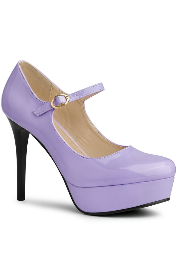 Women's Platform Ankle Strap Stiletto High Heel Pumps Purple 9