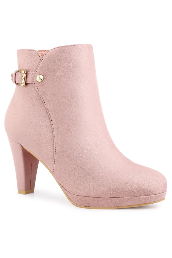 Women's Block Heel Platform Ankle Boots Dust Pink 8