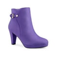 thumbnail image 1 of BLISSFUL STEP Women's Block Heel Platform Ankle Boots Purple 6, 1 of 7