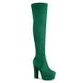 thumbnail image 1 of BLISSFUL STEP Women's Boot Platform Block Heel Over Knee Boots Green 8.5, 1 of 8