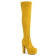 thumbnail image 1 of BLISSFUL STEP Women's Boot Platform Block Heel Over Knee Boots Yellow 7.5, 1 of 7