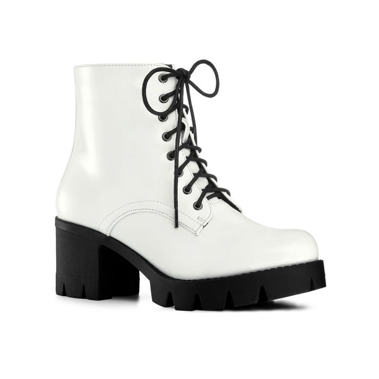 heeled platform combat boots