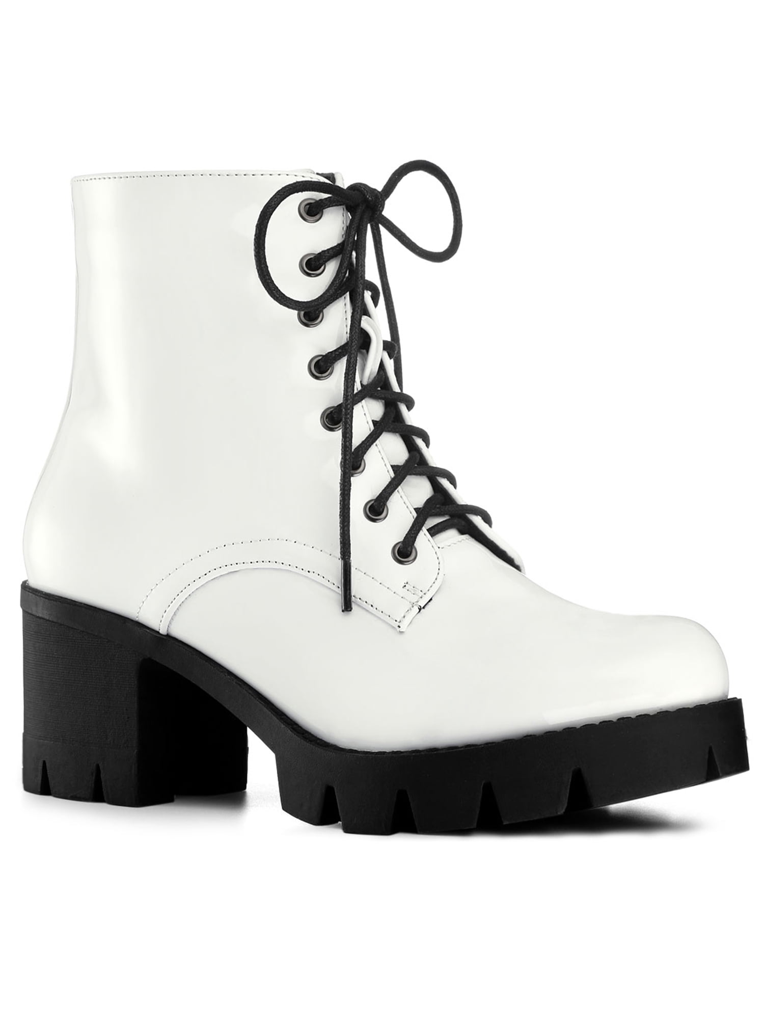 Charles David Gimmick Leather Stack-heel Combat Boots in Black | Lyst