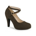 thumbnail image 1 of BLISSFUL STEP Women's Shoes Platform Round Toe Cross Strap Buckle Closure Stiletto Heel  Mary Jane Pumps Dark Brown 7, 1 of 5