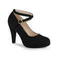 thumbnail image 1 of BLISSFUL STEP Women's Shoes Platform Round Toe Cross Strap Buckle Closure Stiletto Heel  Mary Jane Pumps Black 6, 1 of 7