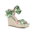 thumbnail image 1 of BLISSFUL STEP Women's Shoes Floral Printed Bow Tie Platform Slingback Espadrille Wedge Sandals Green 9, 1 of 7